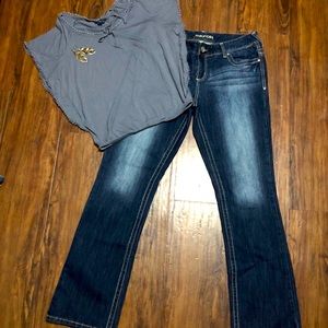 Maurice Boot Flare Cut Jeans + AE Macrame Top